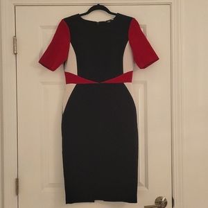 Black, Red & White short sleeve dress